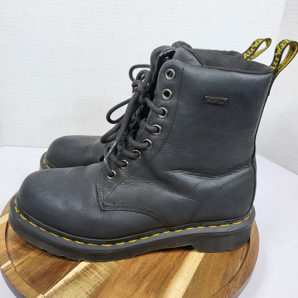 Dr. Martens 1460 W WP Boots Womens Size 6 Black Good‎ Waterproof Leather 8-Eye